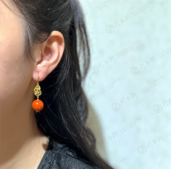 S925意大利手工银镶南红玛瑙耳钉