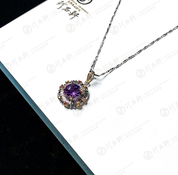 S925意大利手工银镶紫水晶吊坠