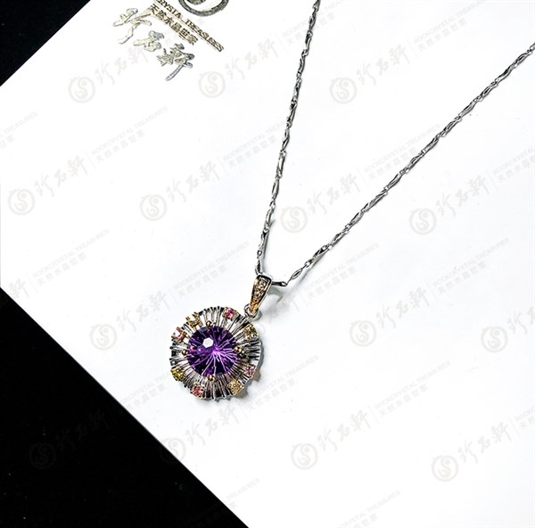 S925意大利手工银镶紫水晶吊坠