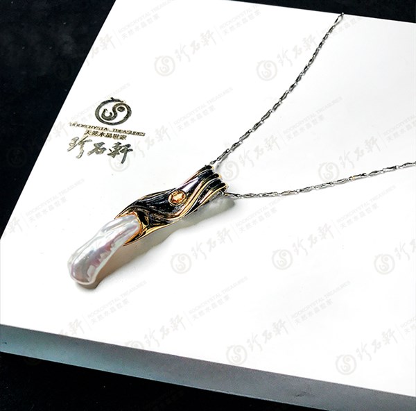 S925意大利手工银镶珍珠吊坠胸针两用款