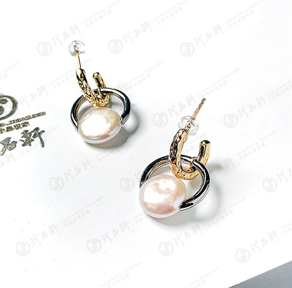 S925意大利手工银镶珍珠耳钉