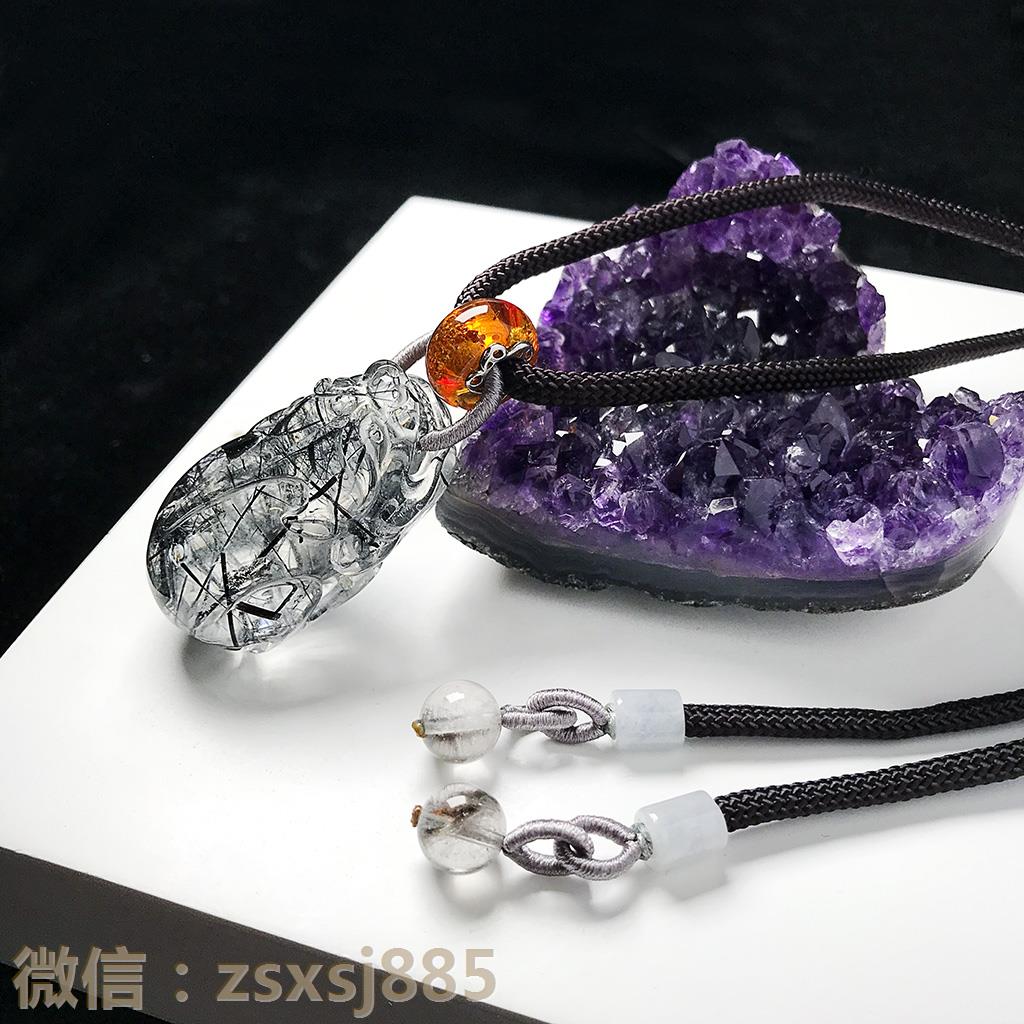 珍石轩黑发晶貔貅吊坠 (2)