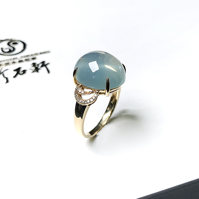 珍石轩天然水晶世家G18K金镶天然月光石戒指 (4)
