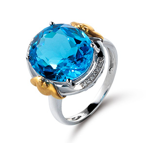 G18K金镶托帕石戒指(瑞士蓝)