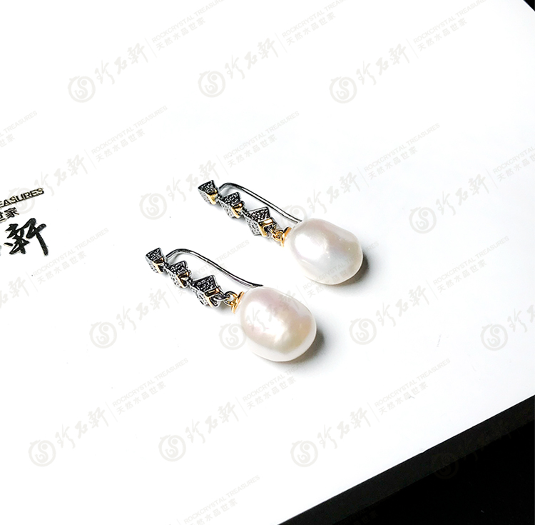 S925意大利手工银镶珍珠耳钉