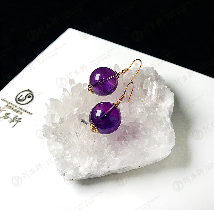 S925银镶天然紫水晶耳环