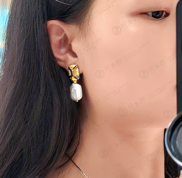 S925意大利手工银镶珍珠耳钉